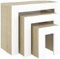 SHUMEE Hnízdové konferenční stolky 3 ks bílé a dub sonoma dřevotříska, 808545 - Konferenční stolek