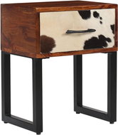 SHUMEE Noční stolek z masivního sheeshamu a pravé kůže 40 × 30 × 50 cm , 244849 - Noční stolek