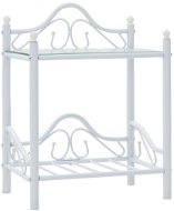 SHUMEE Nočný stolík z ocele a tvrdeného skla 45 × 30,5 × 60 cm biely, 246728 - Nočný stolík