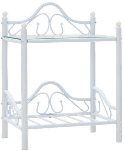 SHUMEE Noční stolek z oceli a tvrzeného skla 45 × 30,5 × 60 cm bílý, 246728 - Night Stand - Main image
