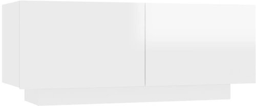 SHUMEE Noční stolek vysoký lesk bílý 100 × 35 × 40 cm dřevotříska, 3082771 - Noční stolek - Main image