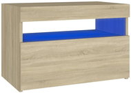 SHUMEE Bedside table with LED lighting oak sonoma 60 × 35 × 40 cm, 3082780 - Night Stand