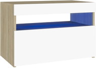 SHUMEE Noční stolek s LED osvětlením bílý a dub sonoma 60 × 35 × 40 cm, 3082784 - Noční stolek