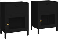 SHUMEE Noční stolky 2 ks černé 40 × 30 × 54,5 cm ocel a sklo, 3095202 - Noční stolek