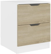 SHUMEE Noční stolek bílý a dub sonoma 40 × 40 × 50 cm dřevotříska, 326733 - Noční stolek