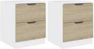 SHUMEE Noční stolky 2 ks bílé a dub sonoma 40 × 40 × 50 cm dřevotříska, 326734 - Noční stolek