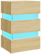 SHUMEE Noční stolek s LED dub sonoma 45 × 35 × 67 cm dřevotříska, 326843 - Noční stolek