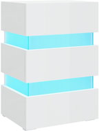 SHUMEE Noční stolek s LED bílý vysoký lesk 45 × 35 × 67 cm dřevotříska, 326846 - Noční stolek