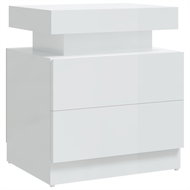 SHUMEE High gloss white bedside table 45 × 35 × 52 cm chipboard, 326855 - Night Stand
