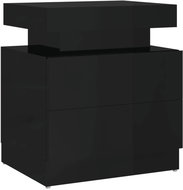 SHUMEE High gloss black bedside table 45 × 35 × 52 cm chipboard, 326856 - Night Stand