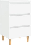 SHUMEE Nočný stolík s masívnymi drevenými nohami biely 40 × 35 × 69 cm, 805887 - Nočný stolík