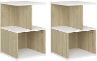 SHUMEE Noční stolky 2 ks bílé a dub sonoma 35 × 35 × 55 cm dřevotříska, 806357 - Noční stolek