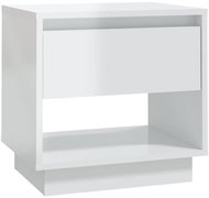 SHUMEE Noční stolek bílý s vysokým leskem 45 × 34 × 44 cm dřevotříska, 809524 - Noční stolek