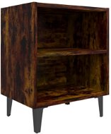 SHUMEE Nočný stolík s kovovými nohami dymový dub 40 × 30 × 50 cm , 813104 - Nočný stolík