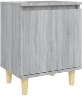 SHUMEE Noční stolek masivní dřevěné nohy šedý sonoma 40 × 30 × 50 cm, 813112 - Noční stolek