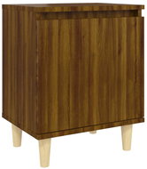 SHUMEE Noční stolek masivní dřevěné nohy hnědý dub 40 × 30 × 50 cm, 813114 - Noční stolek