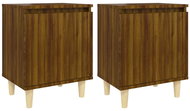 SHUMEE Noční stolky masivní dřevěné nohy 2 ks hnědý dub 40 × 30 × 50 cm, 813115 - Noční stolek
