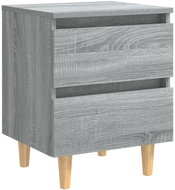 SHUMEE Noční stolek masivní dřevěné nohy šedý sonoma 40 × 35 × 50 cm, 813124 - Noční stolek