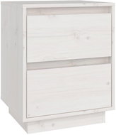SHUMEE Noční stolek bílý 40 × 35 × 50 cm masivní borové dřevo, 813317 - Noční stolek