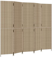 Shumee Dělicí stěna 365367, 5 panelů, polyratan, béžová - Paraván