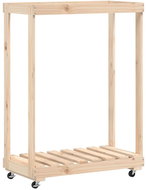 SHUMEE Dřevník, masivní borovice, na kolečkách 76,5 × 40 × 108 cm - Dřevník