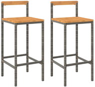 Shumee Stoličky 2 ks šedé polyratan a masivní akáciové dřevo - Barová židle