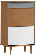 Shumee botník MOLDE hnědý 59,5 × 35 × 103 cm, masivní borové dřevo, 350525 - Botník