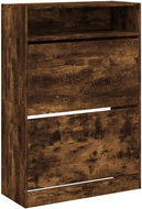 Shumee botník se 2 výklopnými zásuvkami kouřový dub 80 × 34 × 116 cm - Botník