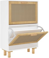 Shumee botník bílý 52 × 25 × 80 cm, kompozit dřevo a přírodní ratan - Botník