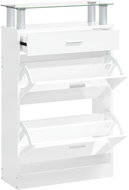 Shumee botník bílý s vysokým leskem 63 × 24 × 104 cm, kompozit dřevo - Botník