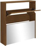 Shumee botník se zrcadlem 2patrový hnědý dub 63 × 17 × 67 cm, - Botník