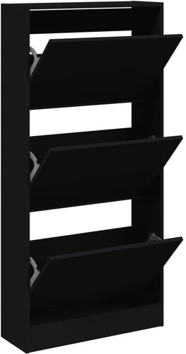 Shumee botník černý 60 × 21 × 125,5 cm, kompozit dřevo - Botník - Main image