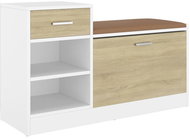 Shumee lavice s botníkem bílá a dub sonoma 94,5 × 31 × 57 cm, kompozit - Botník