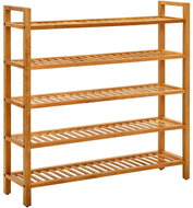 Shumee botník s 5 policemi 100 × 27 × 100 cm, masivní dubové dřevo - Botník