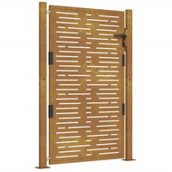 SHUMEE Zahradní branka 105 × 130 cm cortenová ocel pruhy, sloupek 12 × 10 cm - Fence Gate