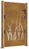 SHUMEE Zahradní branka 105 × 155 cm cortenová ocel tráva, sloupek 12 × 10 cm - Fence Gate