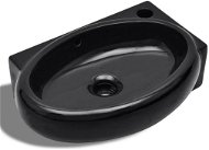 SHUMEE Keramické okrúhle umývadlo s otvorom na batériu a prepadom 41 × 12,5 cm čierne - Umývadlo