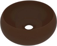SHUMEE Luxusné okrúhle keramické umývadlo 40 × 15 cm matné tmavo hnedé - Umývadlo