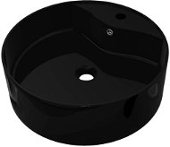 SHUMEE Keramické okrúhle umývadlo s otvorom na batériu a prepadom 46,5 × 15 cm čierne - Umývadlo