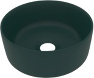 SHUMEE Luxusné okrúhle keramické umývadlo 40 × 15 cm matné tmavo zelené - Umývadlo