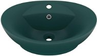 SHUMEE Luxusní oválné keramické umyvadlo s přepadem 58,5 × 39 cm tmavě zelené - Umyvadlo