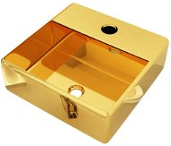 SHUMEE Keramické umývadlo s otvorom na batériu 38 × 30 × 11,5 cm zlaté - Umývadlo