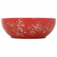SHUMEE Umyvadlo kulaté keramické na desku 41 × 14 cm bílé a červené - Umyvadlo