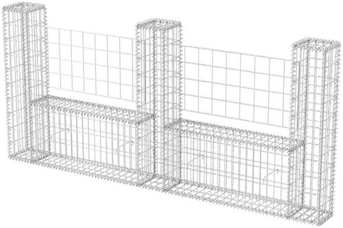 SHUMEE Gabionový koš ve tvaru U pozinkovaná ocel 240 × 20 × 100 cm - Gabion - Main image