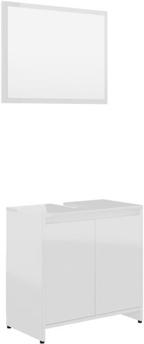 Shumee 2dílný set koupelnového nábytku - bílá s vysokým leskem kompozitní dřevo 802657 - Bathroom Set - Main image