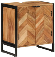 Shumee Bathroom cabinet 55 × 35 × 60 cm solid acacia and iron 372747 - Bathroom Cabinet