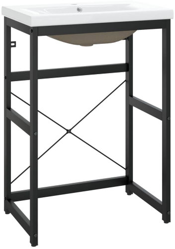 Shumee Bathroom frame with built-in washbasin, black, iron, 3101389 - Bathroom Cabinet - Main image