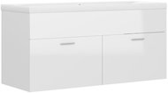 Shumee Cabinet with recessed washbasin white high gloss composite, 3070853 - Bathroom Cabinet