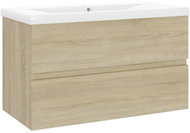 Shumee Cabinet with recessed washbasin oak sonoma composite wood, 3071552 - Bathroom Cabinet