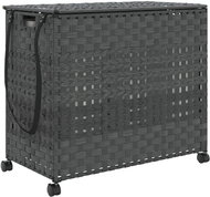 Shumee Laundry basket with wheels, 66 × 35 × 60 cm, rattan, grey - Laundry Basket